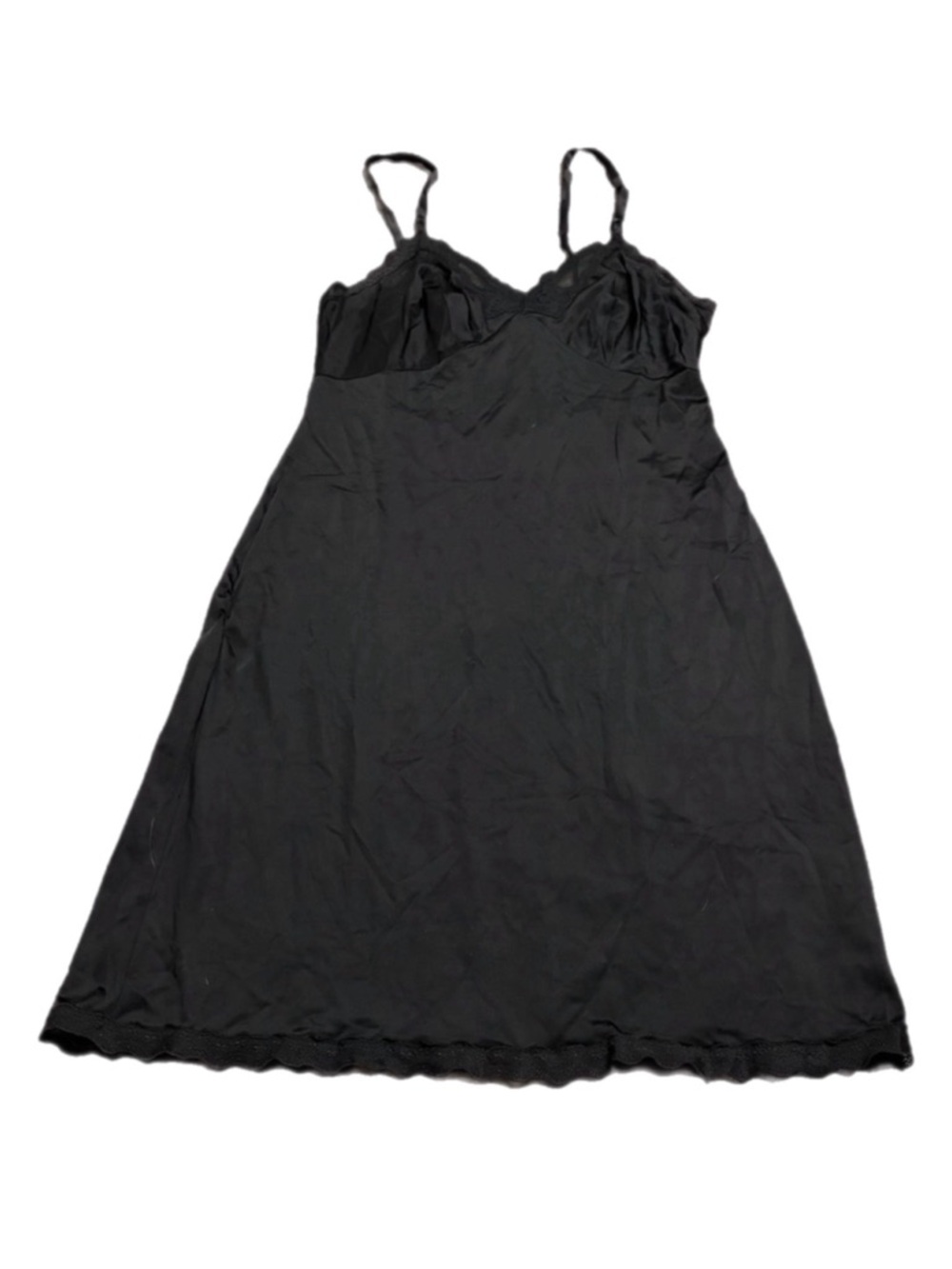70s/80s Vintage Carol Brent Silky Embroidered Floral Slip Dress Black Size M/36